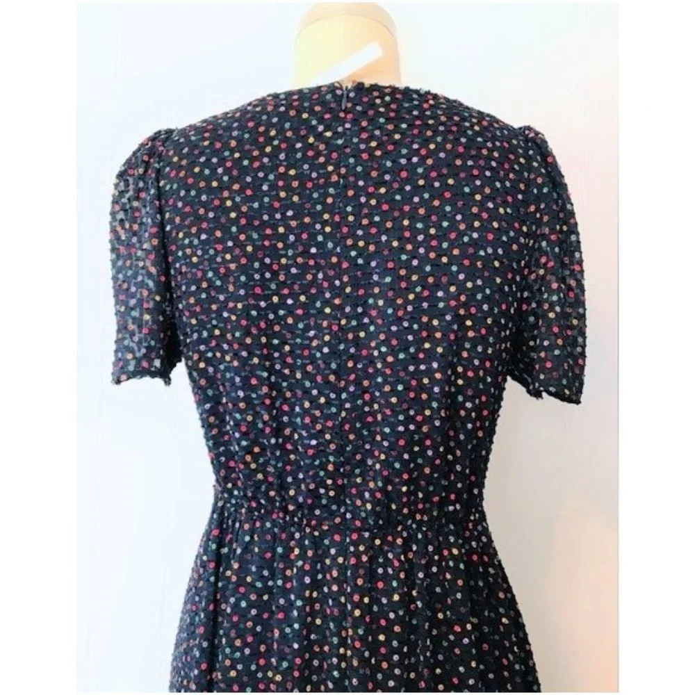 MADEWELL SUGAR DOT BLUE RED YELLOW V-NECK FLUTTER SLEEVE MINI DRESS 0 NWT
